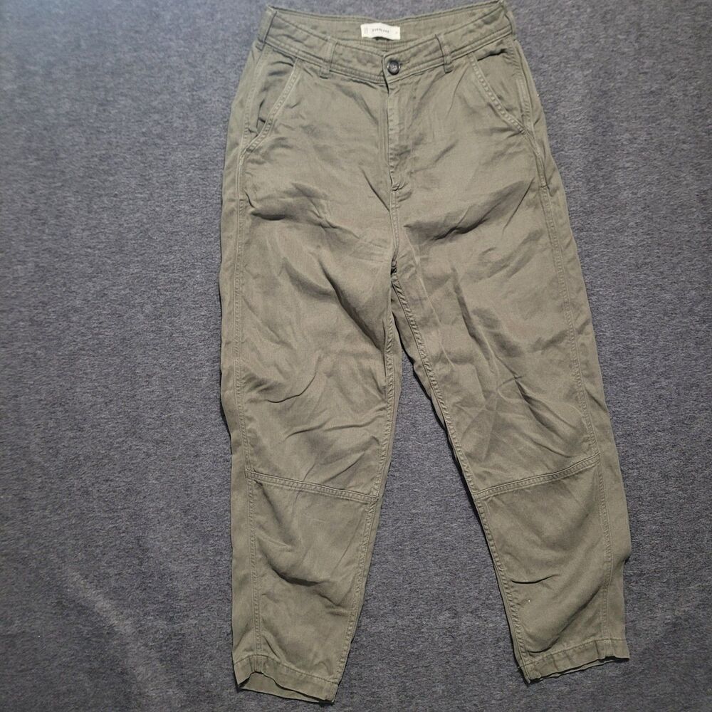 Everlane size 4 utility-style tapered ankle pants olive high rise pockets zip